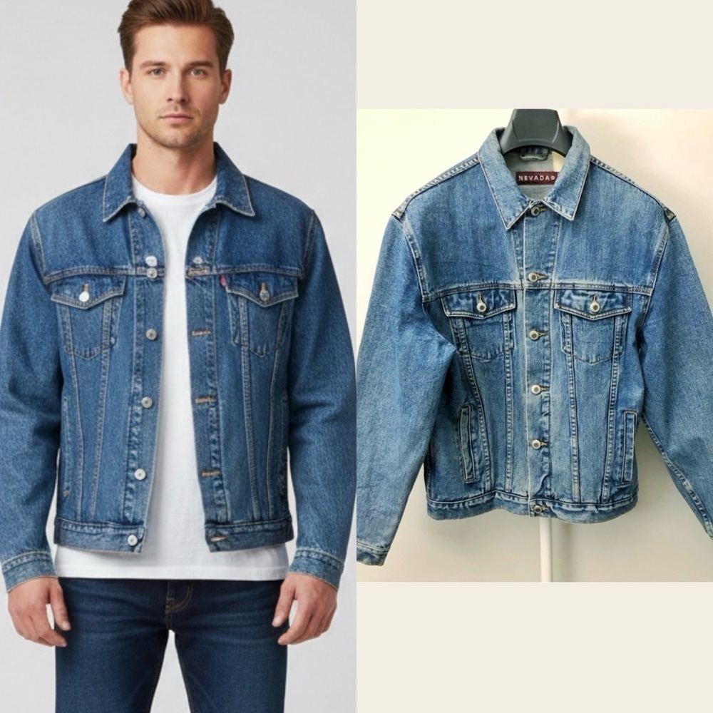 Vintage Nevada Men's Oversized Denim Jacket Size Medium Casual Street Wear Coat.